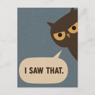 Carte Postale J'ai vu ce hibou drôle Jugemental Animal