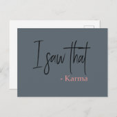 Carte Postale J'ai vu ce slogan de citation karma (Devant / Derrière)
