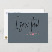 Carte Postale J'ai vu ce slogan de citation karma (Devant / Derrière)