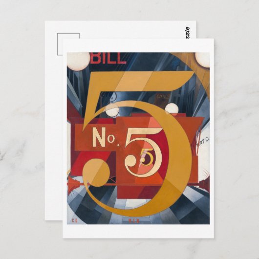 Carte Postale J'ai vu la figure 5 en or | Charles Demuth | (Devant / Derrière)