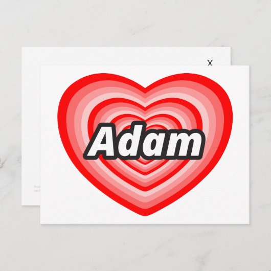 Carte Postale J'aime Adam (Devant / Derrière)