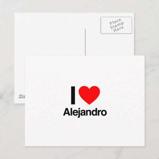 Carte Postale j'aime alejandro (Devant / Derrière)