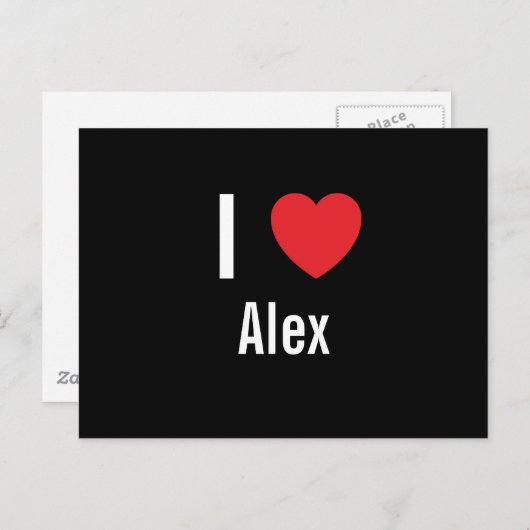 Carte Postale J'aime Alex (Devant / Derrière)