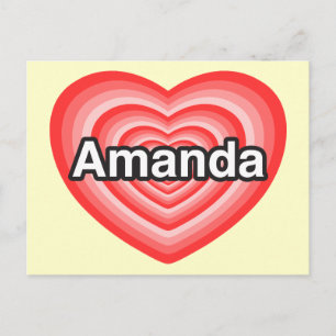 Carte Postale J'aime Amanda. Je t'aime Amanda. Cœur