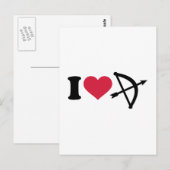 Carte Postale J'aime Archer flèche arc (Devant / Derrière)