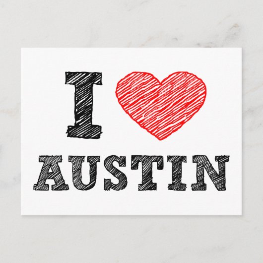 Carte Postale J'aime Austin (Devant)