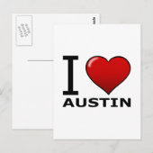 CARTE POSTALE J'AIME AUSTIN, TX - TEXAS (Devant / Derrière)
