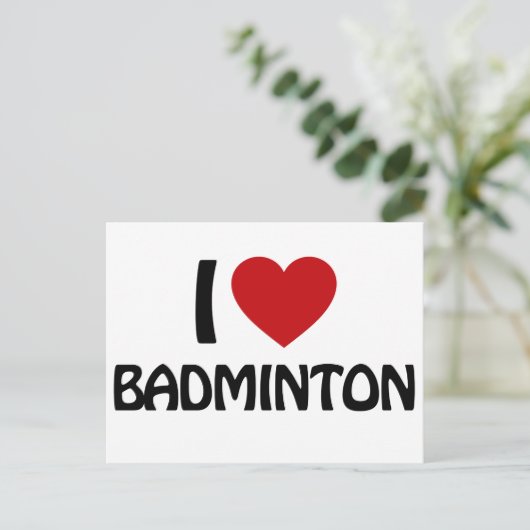 Carte Postale J'aime Badminton (Debout devant)