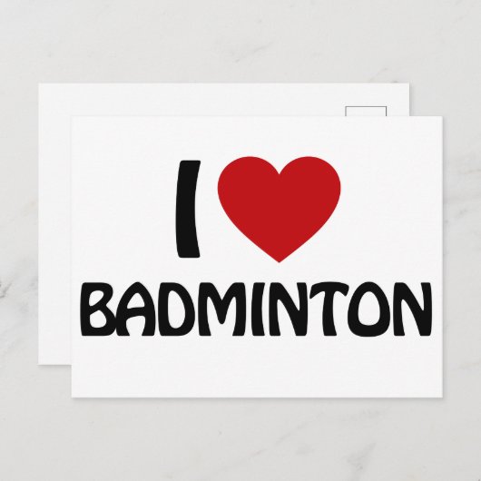 Carte Postale J'aime Badminton (Devant / Derrière)