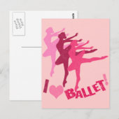 Carte Postale J'aime Ballet (Devant / Derrière)