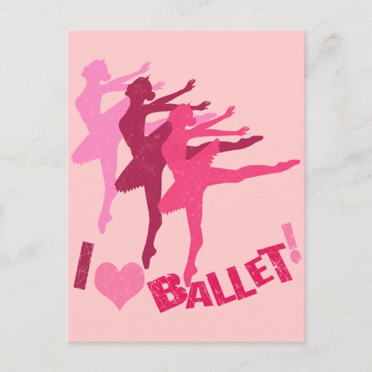 Carte Postale J'aime Ballet (Devant)