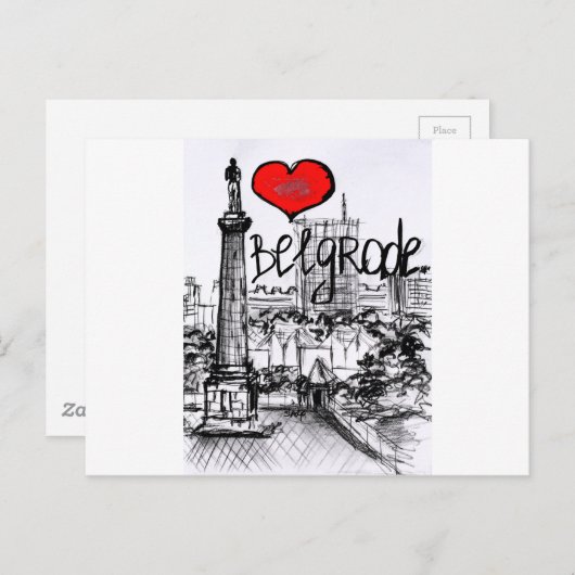 Carte Postale J'aime Belgrade (Devant / Derrière)