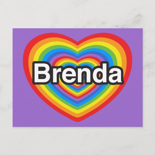 Carte Postale J'aime Brenda. Je t'aime Brenda. Cœur (Devant)
