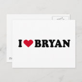 CARTE POSTALE J'AIME BRYAN (Devant / Derrière)