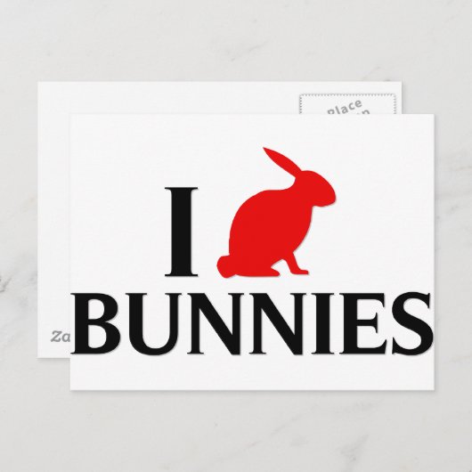 Carte Postale J'Aime Bunnies (Devant / Derrière)
