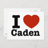 Carte Postale J'aime Caden (Devant / Derrière)
