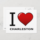 CARTE POSTALE J'AIME CHARLESTON, SC - CAROLINE DU SUD (Devant / Derrière)