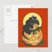 Carte Postale J'aime Chat Halloween (Devant / Derrière)