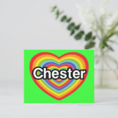 Carte Postale J'aime Chester : coeur arc-en-ciel (Debout devant)