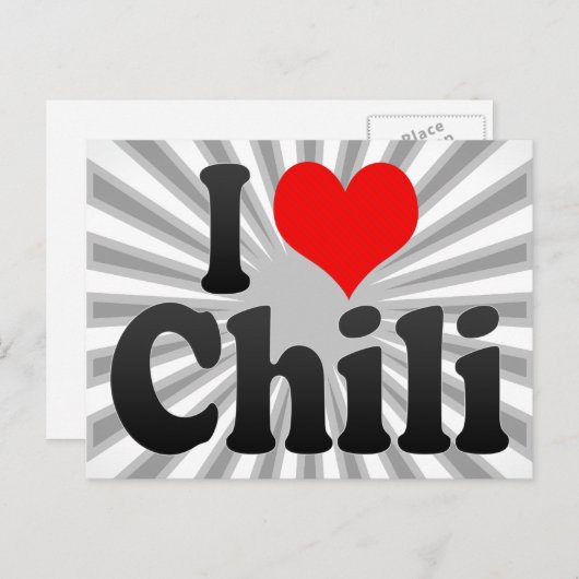 Carte Postale J'aime Chili (Devant / Derrière)