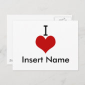 Carte Postale J'aime (cœur) (Devant / Derrière)