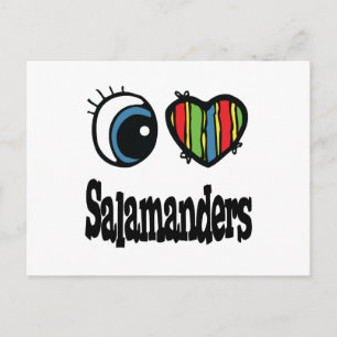 Carte Postale J'aime (cœur) les salamandres