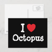 Carte Postale J'aime Coeur Octopus T-shirt (Devant / Derrière)