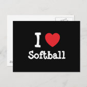 Carte Postale J'aime coeur Softball personnalisé (Devant / Derrière)