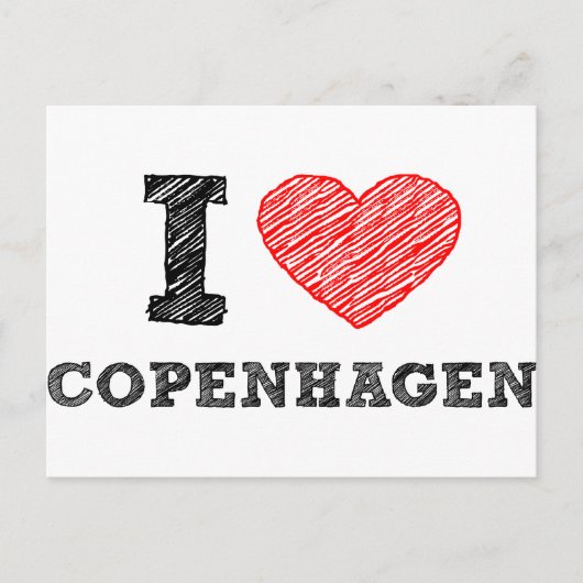 Carte Postale J'aime Copenhague (Devant)