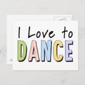 Carte Postale J'Aime Danser (Devant / Derrière)