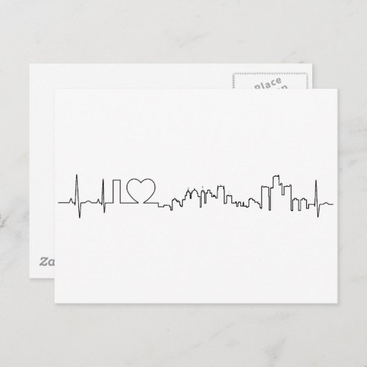 Carte Postale J'aime Detroit dans un style extraordinaire d'ecg (Devant / Derrière)