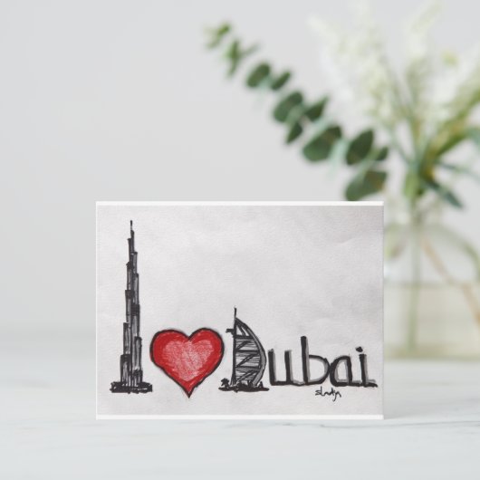 Carte Postale J'aime Dubaï (Debout devant)