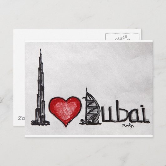 Carte Postale J'aime Dubaï (Devant / Derrière)