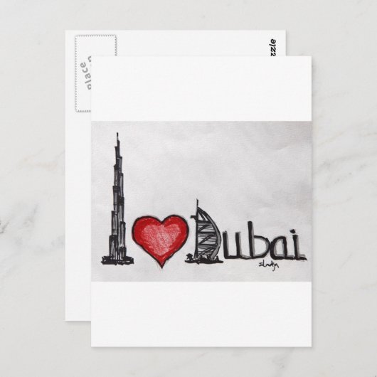 Carte Postale J'aime Dubaï (Devant / Derrière)