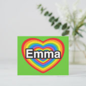 Carte Postale J'aime Emma. Je t'aime Emma. Cœur (Debout devant)