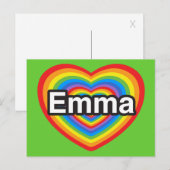 Carte Postale J'aime Emma. Je t'aime Emma. Cœur (Devant / Derrière)