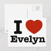 Carte Postale J'aime Evelyn (Devant / Derrière)