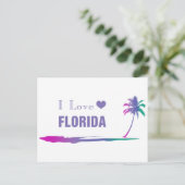 Carte Postale J'aime Floride Violet Coloré (Debout devant)