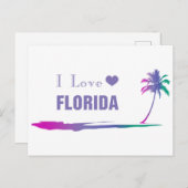 Carte Postale J'aime Floride Violet Coloré (Devant / Derrière)