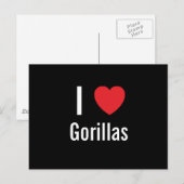 Carte Postale J'aime Gorillas (Devant / Derrière)