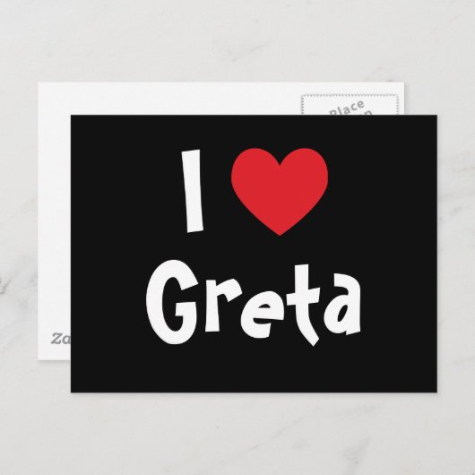 Carte Postale J'aime Greta (Devant / Derrière)