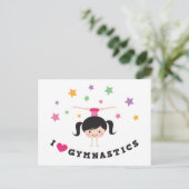 Carte Postale J'aime gymnastique caricature fille faire main (Debout devant)