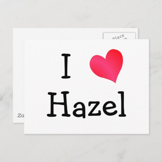 Carte Postale J'aime Hazel (Devant / Derrière)