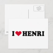 CARTE POSTALE J'AIME HENRI (Devant / Derrière)