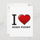 CARTE POSTALE J'AIME HIGH POINT, NC - CAROLINE DU NORD (Devant / Derrière)