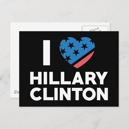 Carte Postale J'aime Hillary Clinton (Devant / Derrière)