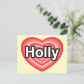 Carte Postale J'aime Holly. Je t'aime Holly. Cœur (Debout devant)