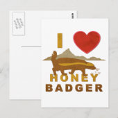 CARTE POSTALE J'AIME HONEY BADGER (Devant / Derrière)