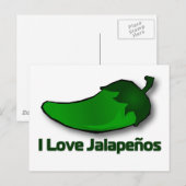 Carte Postale J'aime Jalapenos (Devant / Derrière)