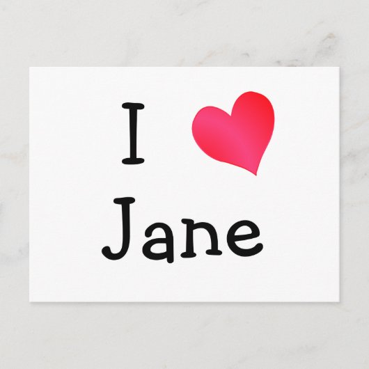 Carte Postale J'aime Jane (Devant)